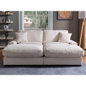 Sleeper Sectional Sofa Bed, U-Shaped, Reversible, Beige Fabric, Black Legs