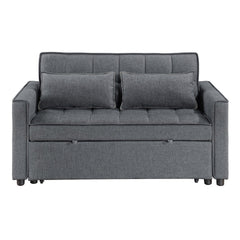 Sleeper Sofa Bed, Twin Size, Dark Gray Polyester Linen, Black Legs