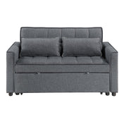 Sleeper Sofa Bed, Twin Size, Dark Gray Polyester Linen, Black Legs