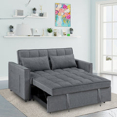 Sleeper Sofa Bed, Twin Size, Dark Gray Polyester Linen, Black Legs