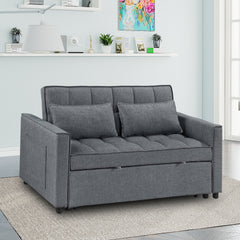 Sleeper Sofa Bed, Twin Size, Dark Gray Polyester Linen, Black Legs