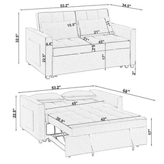 Sleeper Sofa Bed, Twin Size, Dark Gray Polyester Linen, Black Legs