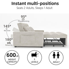 Sleeper Sofa Bed, Twin Size, Dark Gray Polyester Linen, Black Legs