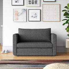 Sleeper Sofa, Twin Size, Dark Gray Polyester with Pine Frame