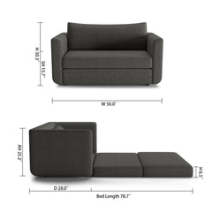 Sleeper Sofa, Twin Size, Dark Gray Polyester with Pine Frame
