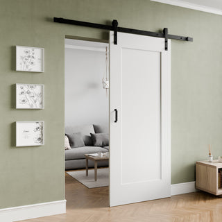 Sliding Barn Door, Cenote, 36 in. x 84 in. with Matte Black Hardware