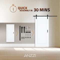 Sliding Barn Door, Cenote, 36 in. x 84 in. with Matte Black Hardware