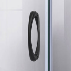Sliding Shower Enclosure with Base, Prime, Semi-Frameless, Round, 36 In, Matte Black