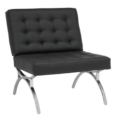 Slipper Chair, Black Faux Leather with Chrome Legs