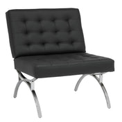 Slipper Chair, Black Faux Leather with Chrome Legs