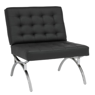 Slipper Chair, Black Faux Leather with Chrome Legs