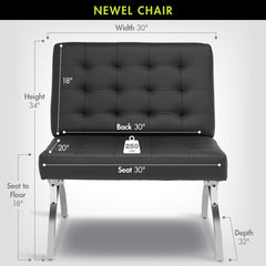Slipper Chair, Black Faux Leather with Chrome Legs