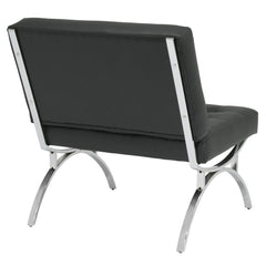 Slipper Chair, Black Faux Leather with Chrome Legs