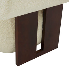 Slipper Chair, Ivory Faux Shearling, Brown Legs