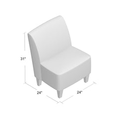 Slipper Chair, Polyester Blend, Navy and White, Brown Legs