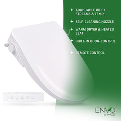 Smart Bidet Seat for Elongated Toilets in White