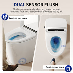 Smart Bidet Toilet, Elongated, Heated Seat, Bubble Wash, White