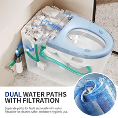 Smart Bidet Toilet, Elongated, Heated Seat, Bubble Wash, White