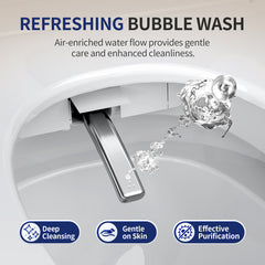 Smart Bidet Toilet, Elongated, Heated Seat, Bubble Wash, White