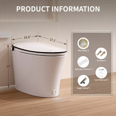 Smart Bidet Toilet, Tankless, Elongated, Heated Seat, White
