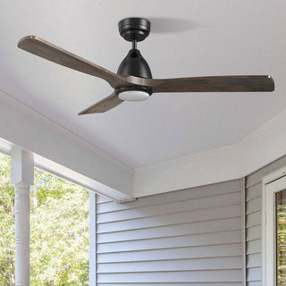 Smart Ceiling Fan, 48 in with 3 Solid Wood Blades in Black