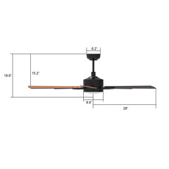 Smart Ceiling Fan, 56 Inch, Black with Plywood Blades