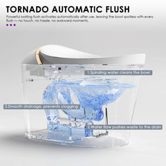 Smart Toilet, Elongated, Heated Seat, Dryer, Foot and Remote Flush, White