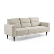 Sofa, 3-Seat, Beige Linen Blend with Black Wood Legs