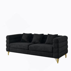Sofa, 3-Seat, Black Fabric, 81 Inch Wide, Wood Frame