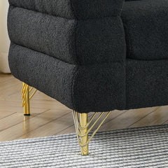 Sofa, 3-Seat, Black Fabric, 81 Inch Wide, Wood Frame