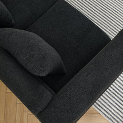 Sofa, 3-Seat, Black Fabric, 81 Inch Wide, Wood Frame