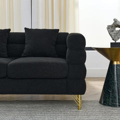 Sofa, 3-Seat, Black Fabric, 81 Inch Wide, Wood Frame