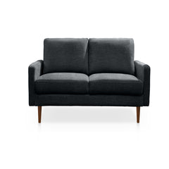 Sofa, 3-Seat, Dark Gray Polyester with Brown Wood Legs