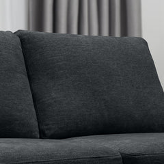 Sofa, 3-Seat, Dark Gray Polyester with Brown Wood Legs
