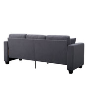 Sofa, 3-Seat, Gray Teddy Fabric, Square Arms, Black Legs