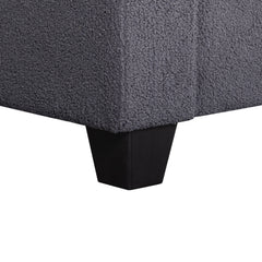 Sofa, 3-Seat, Gray Teddy Fabric, Square Arms, Black Legs