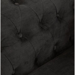 Sofa, 3-Seater, Black Velvet, Chesterfield Style, Metal Legs
