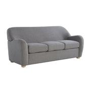 Sofa, 3-Seater, Gray Polyester Upholstery, Natural Wood Legs