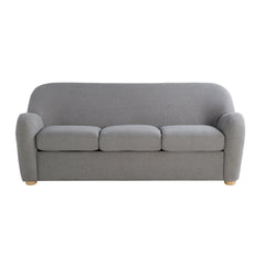 Sofa, 3-Seater, Gray Polyester Upholstery, Natural Wood Legs