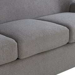 Sofa, 3-Seater, Gray Polyester Upholstery, Natural Wood Legs