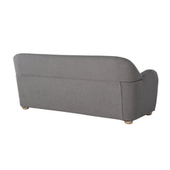 Sofa, 3-Seater, Gray Polyester Upholstery, Natural Wood Legs