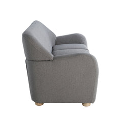 Sofa, 3-Seater, Gray Polyester Upholstery, Natural Wood Legs