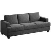 Sofa, 3-Seater, Gray Polyester with Square Arms and Black Legs