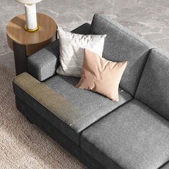 Sofa, 3-Seater, Gray Polyester with Square Arms and Black Legs