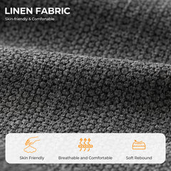 Sofa, 3-Seater, Gray Polyester with Square Arms and Black Legs