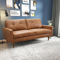 Sofa, 70 Inch, Brown Microfiber, Solid Wood Frame and Legs
