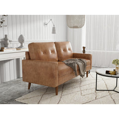 Sofa, 70 Inch, Brown Microfiber, Solid Wood Frame and Legs