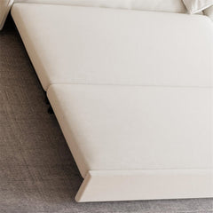 Sofa Bed, Queen Sleeper, Beige Velvet, Metal Frame, Square Arms