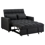 Sofa Bed, Twin Size, Dark Gray Linen, Black Metal Legs