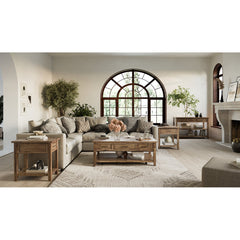 Sofa Console Table, 50 in W, Brown Wood with Drawers and Shelves